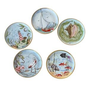 Kaiser Elyse Bahama Islands Porcelain Mini Plate Set 5 Lighthouse Sailboat 4"